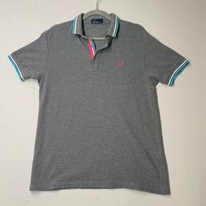 Fred Perry JP Polo Shirt Men M Gray Golf Casual Short Sleeve Japan Logo